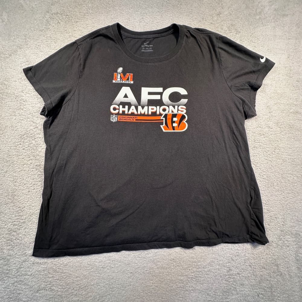 Nike Bengals AFC Champions Super Bowl LVI T-Shirt Black 3XL Women's Cut - Picture 1 of 8